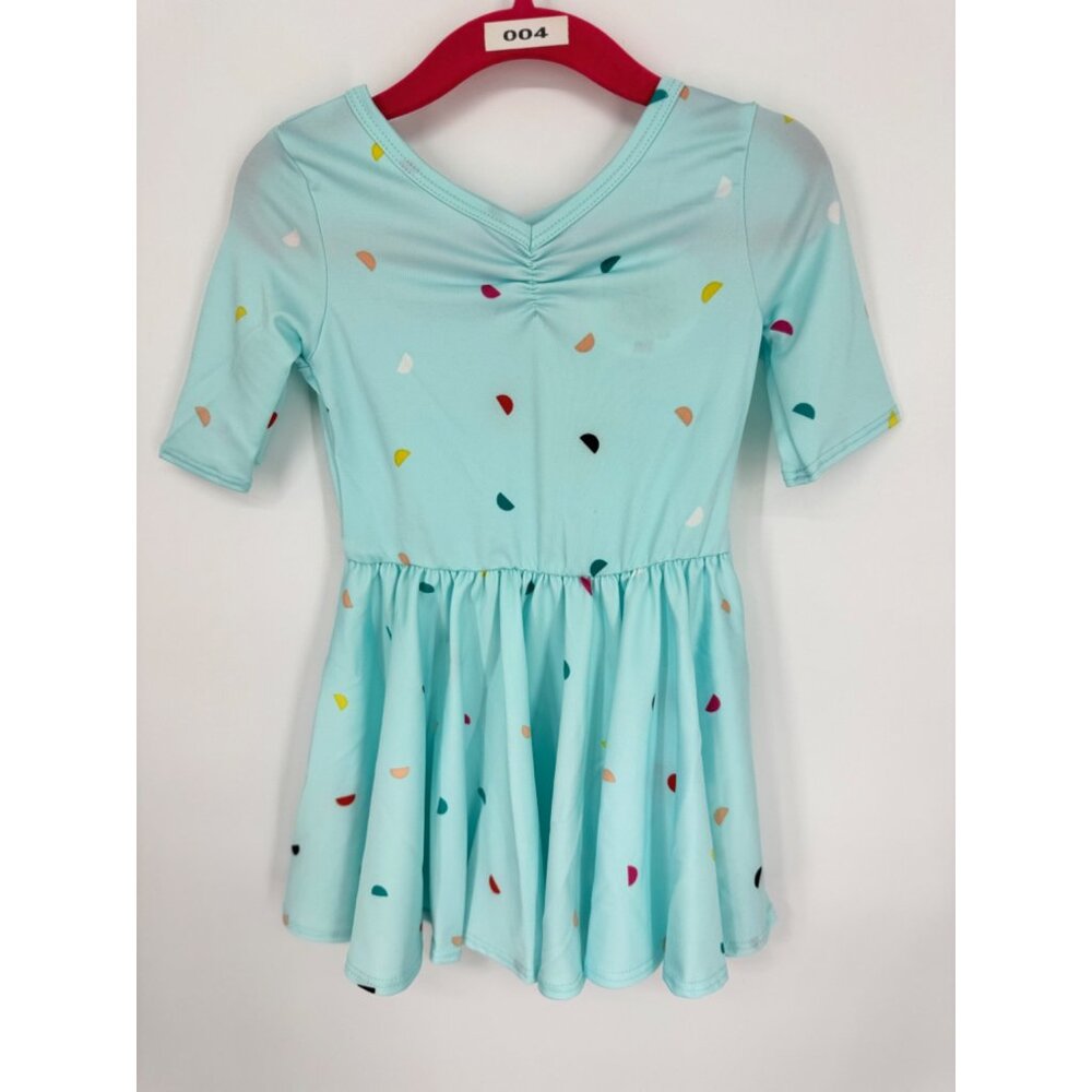 Dotdotsmile Girls Dress Size 12/24 Months Blue with Multi Color Half Circles NWT